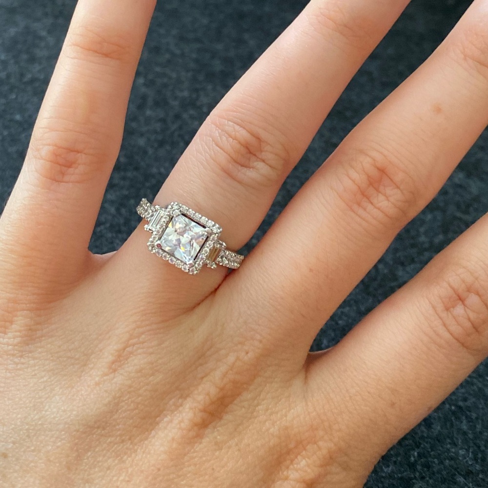 Brilliant Asscher cut unique engagement ring